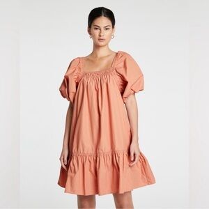 Anthropologie Magali Pascal Stella Puff Sleeve Dress Peach Size M